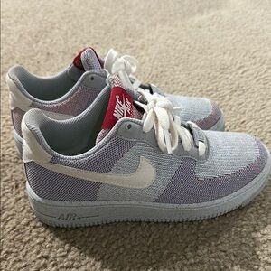 Nike White and Red Sneakers Air Force 1 one size 3.5 youth